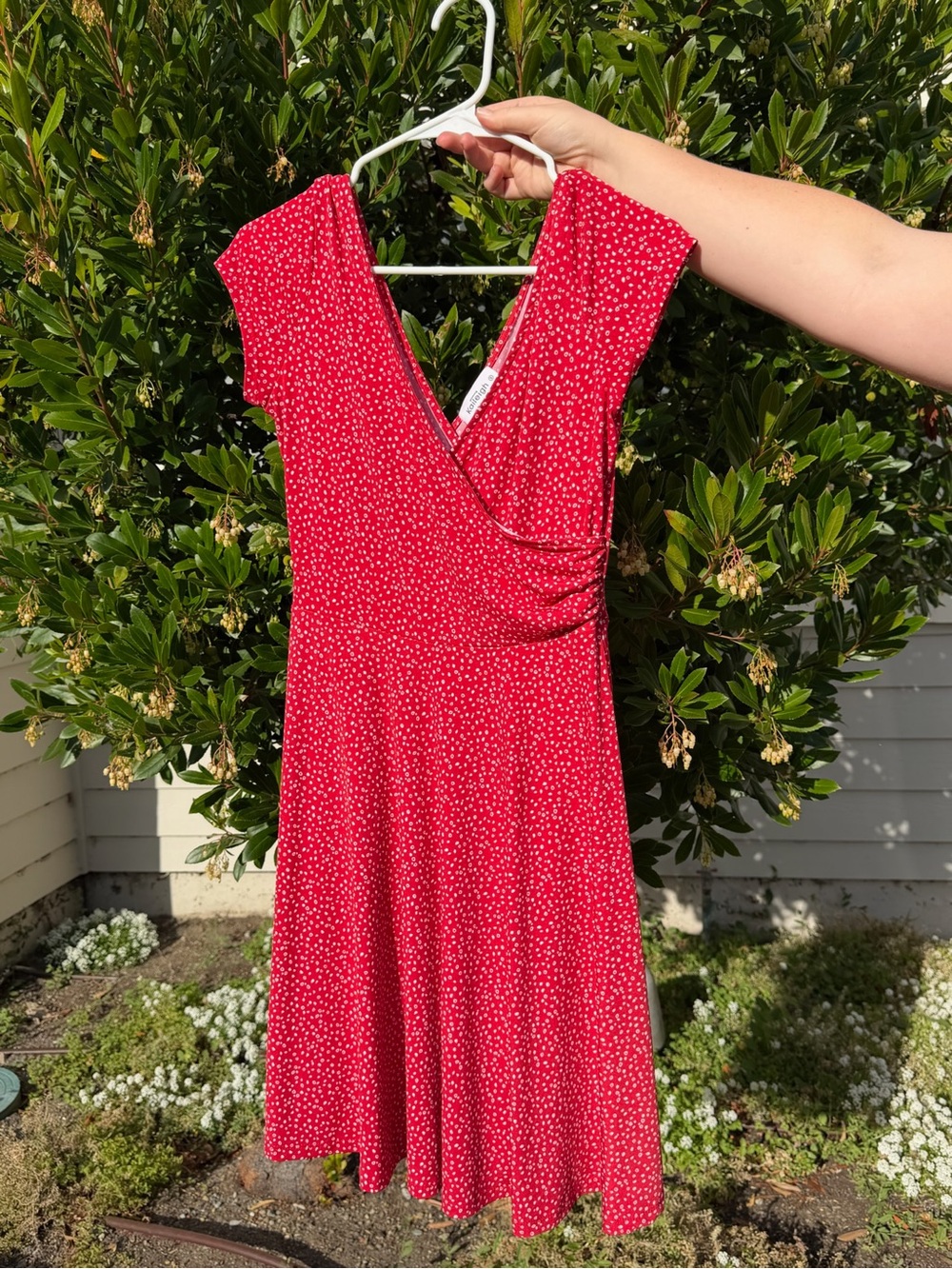 Kaileigh Red Cap Sleeve Wrap-Front Midi Dress